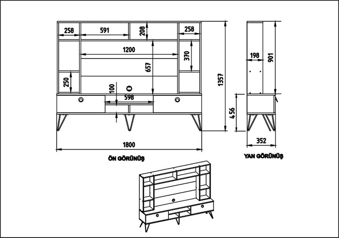 Hanah Home Lorenz Mueble de TV Nogal y Negro Hanah Home Lorenz Mueble de TV Nogal y Negro